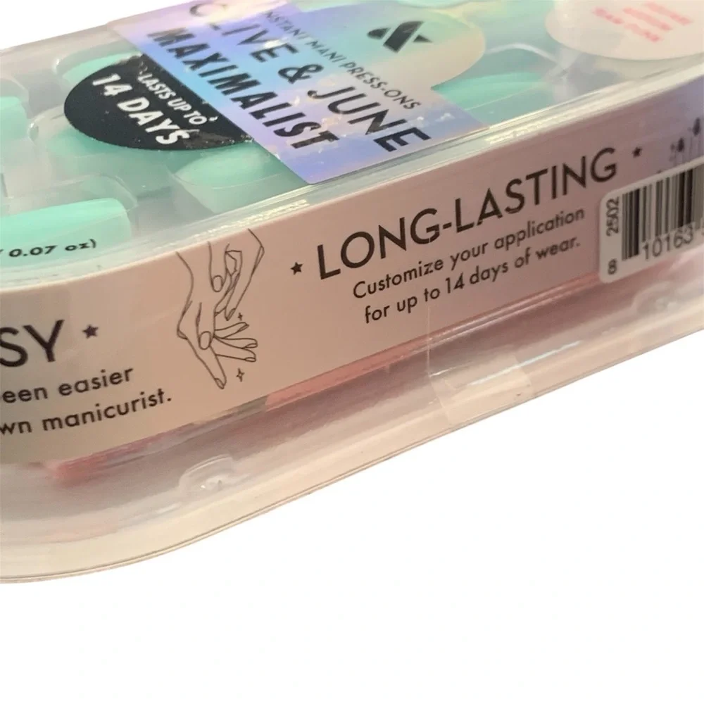 Olive & June Instant Mani Press-On Nails Square Medium Slam Dunk Turquoise NWT - Picture 4 of 6